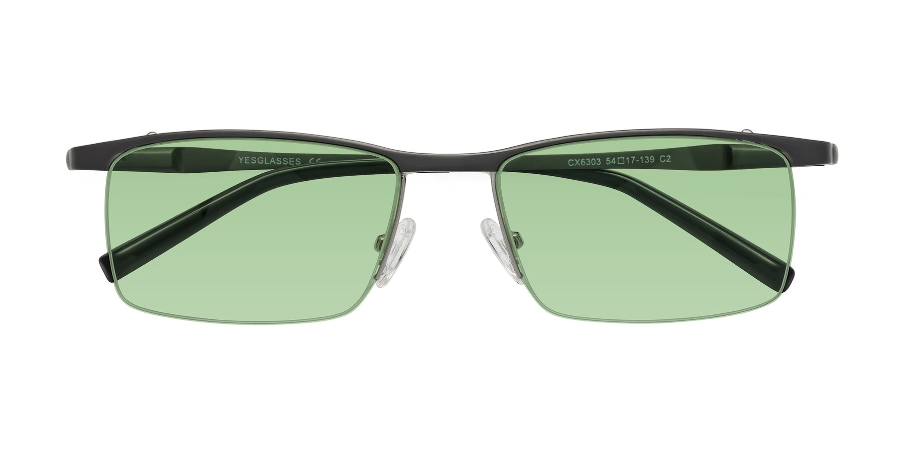 Folded Front of CX6303 in Gunmetal with Medium Green Tinted Lenses