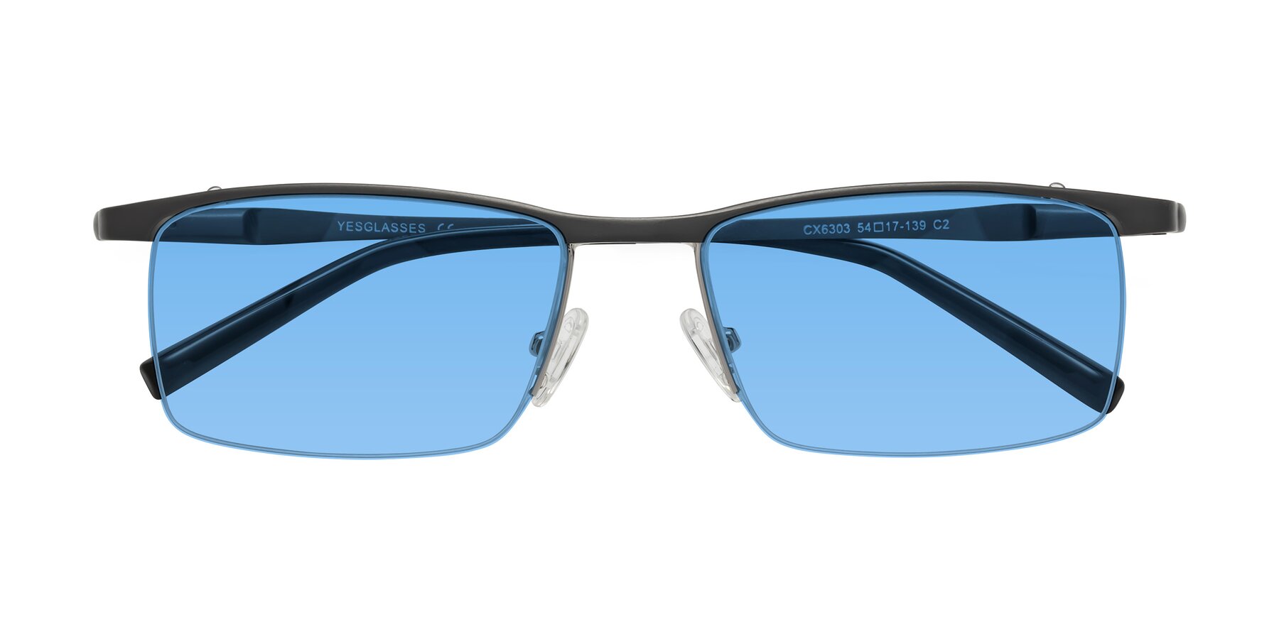 Folded Front of CX6303 in Gunmetal with Medium Blue Tinted Lenses
