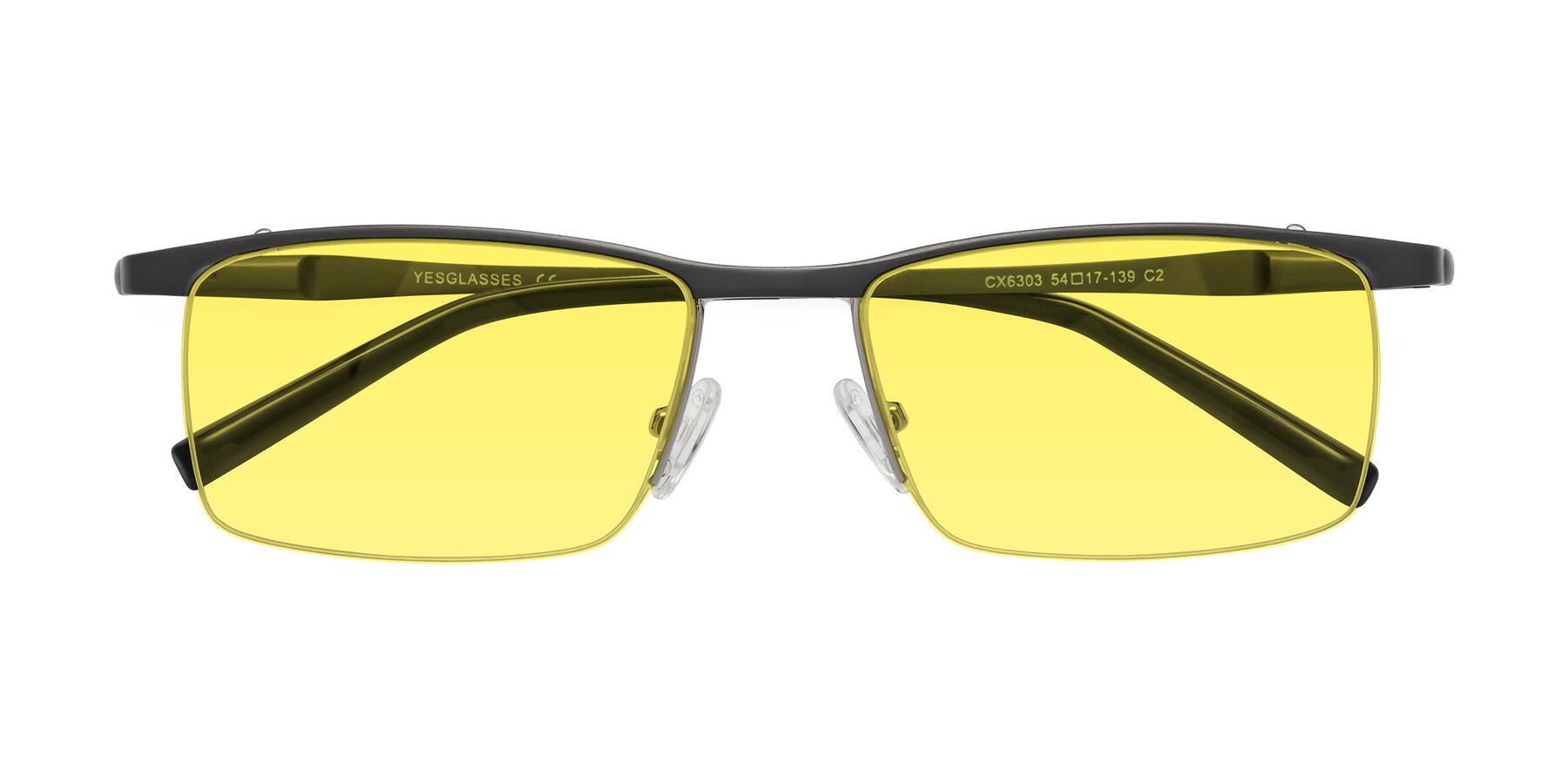 Folded Front of CX6303 in Gunmetal with Medium Yellow Tinted Lenses
