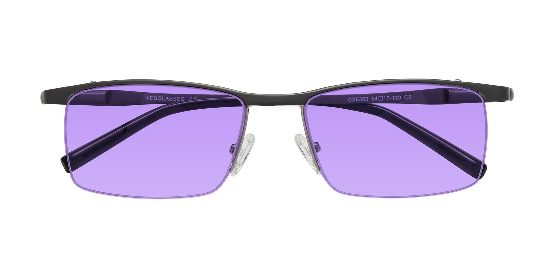 Folded Front of CX6303 in Gunmetal with Medium Purple Tinted Lenses