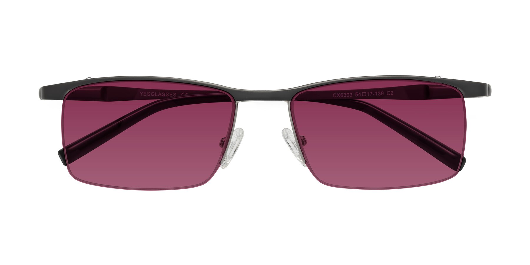 Folded Front of CX6303 in Gunmetal with Wine Tinted Lenses