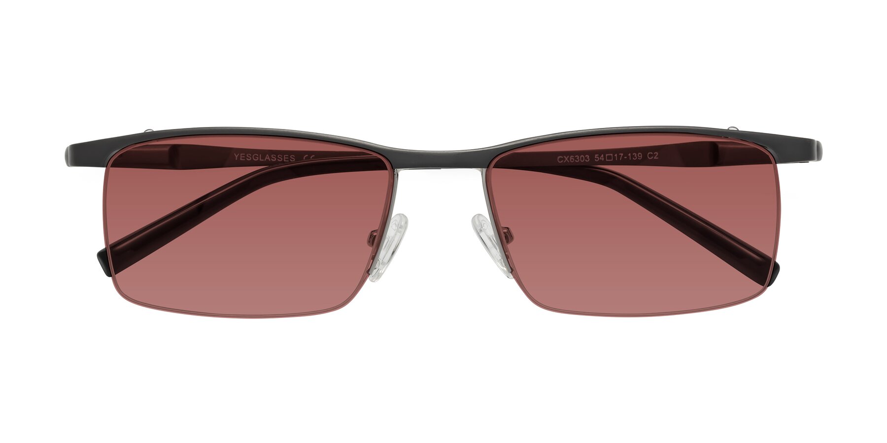 Folded Front of CX6303 in Gunmetal with Garnet Tinted Lenses