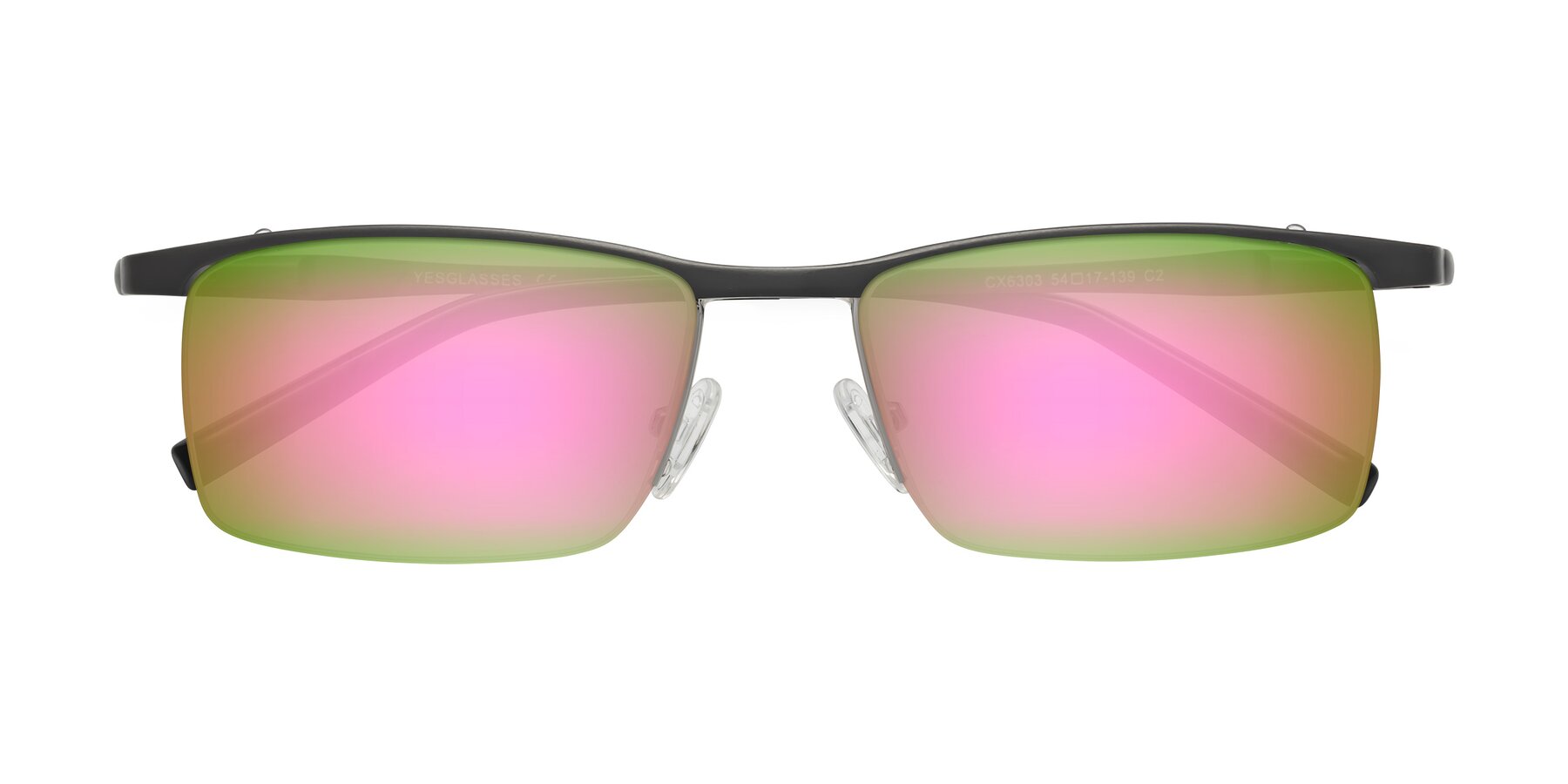 Folded Front of CX6303 in Gunmetal with Pink Mirrored Lenses