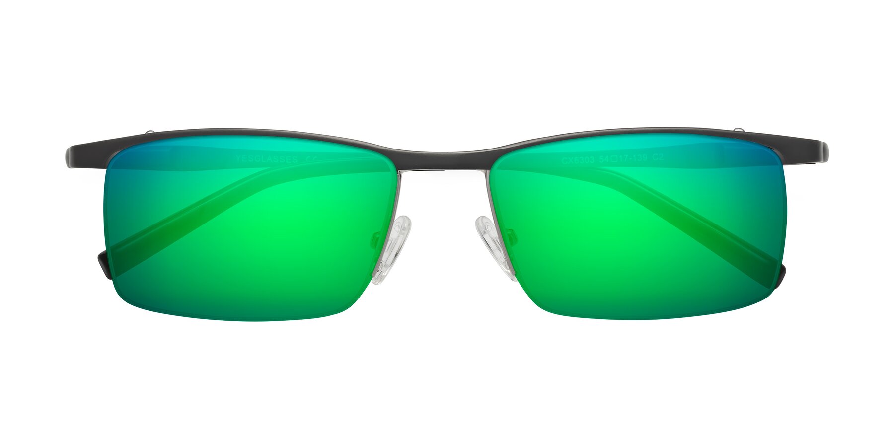 Folded Front of CX6303 in Gunmetal with Green Mirrored Lenses
