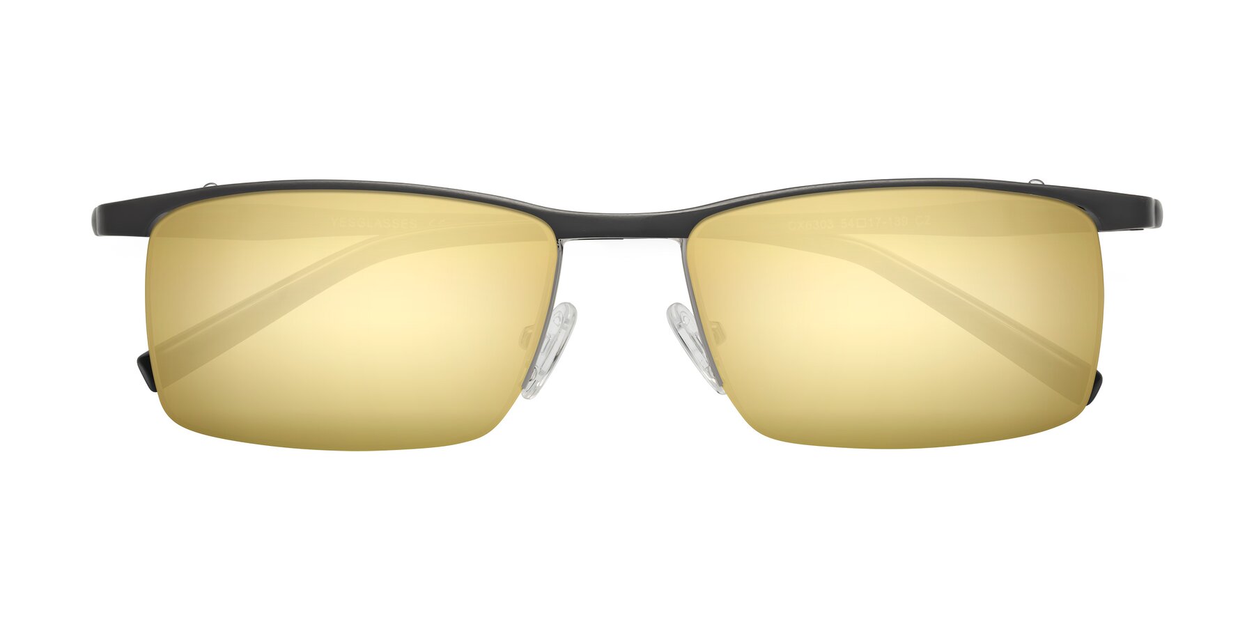 Folded Front of CX6303 in Gunmetal with Gold Mirrored Lenses