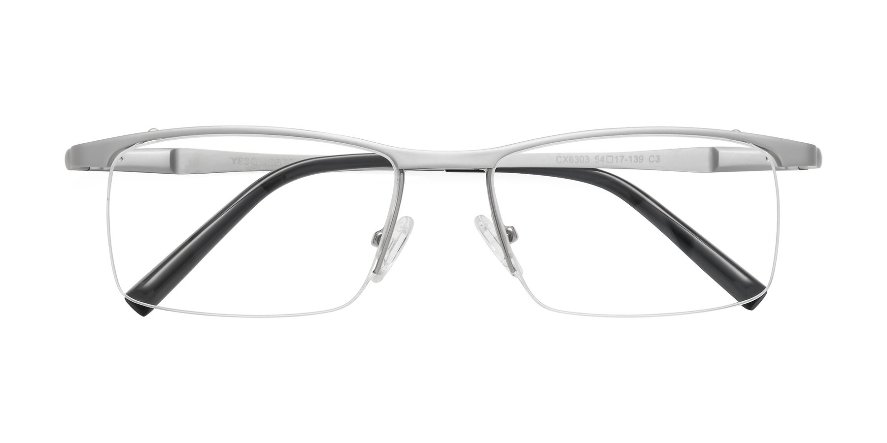 Folded Front of CX6303 in Silver with Clear Blue Light Blocking Lenses