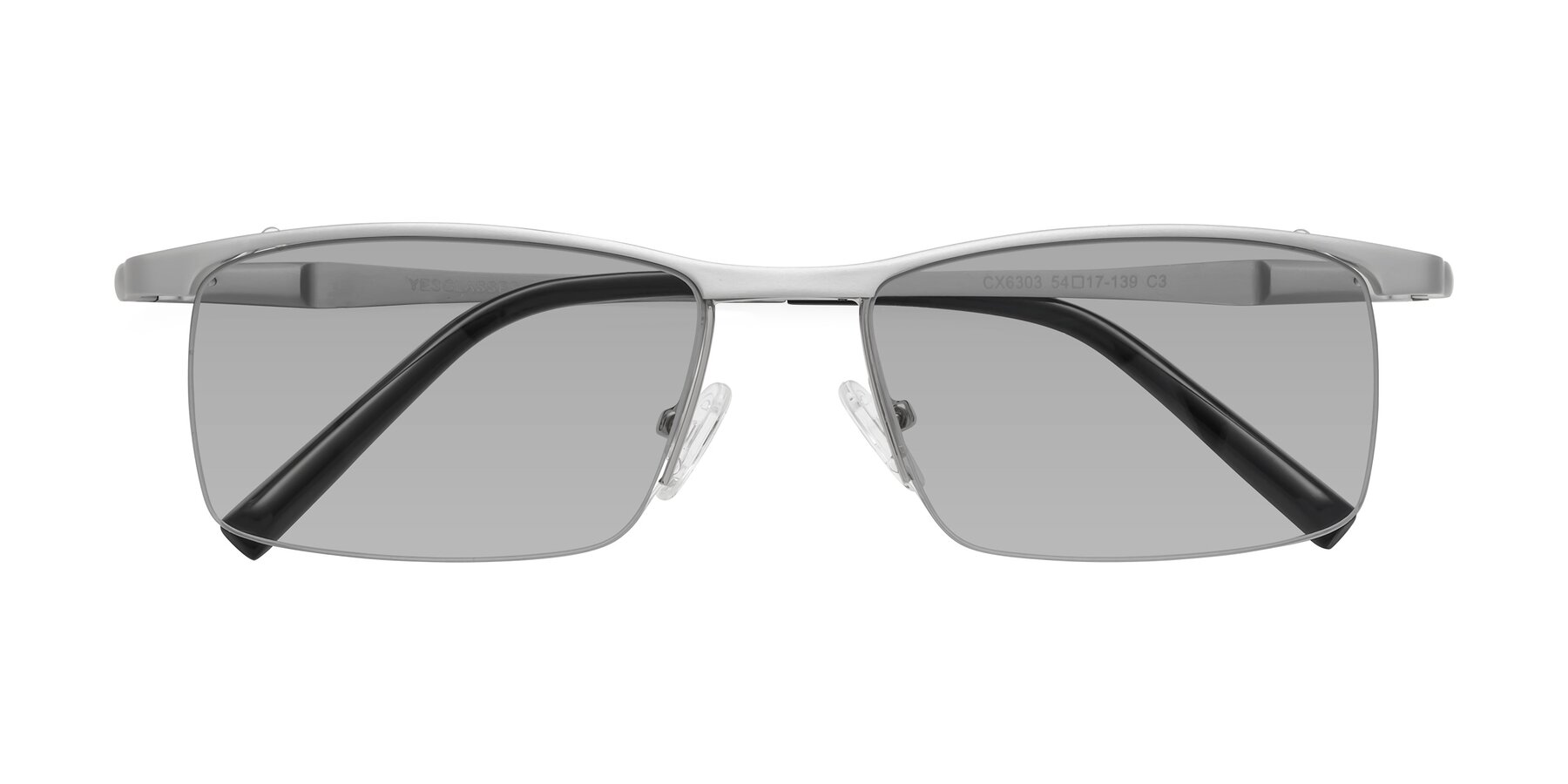 Folded Front of CX6303 in Silver with Light Gray Tinted Lenses