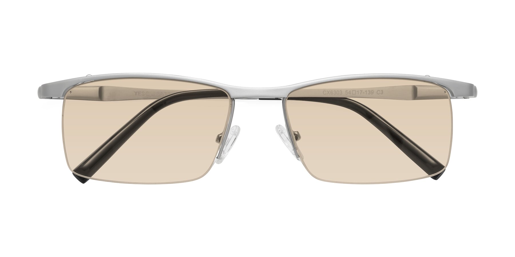Folded Front of CX6303 in Silver with Light Brown Tinted Lenses