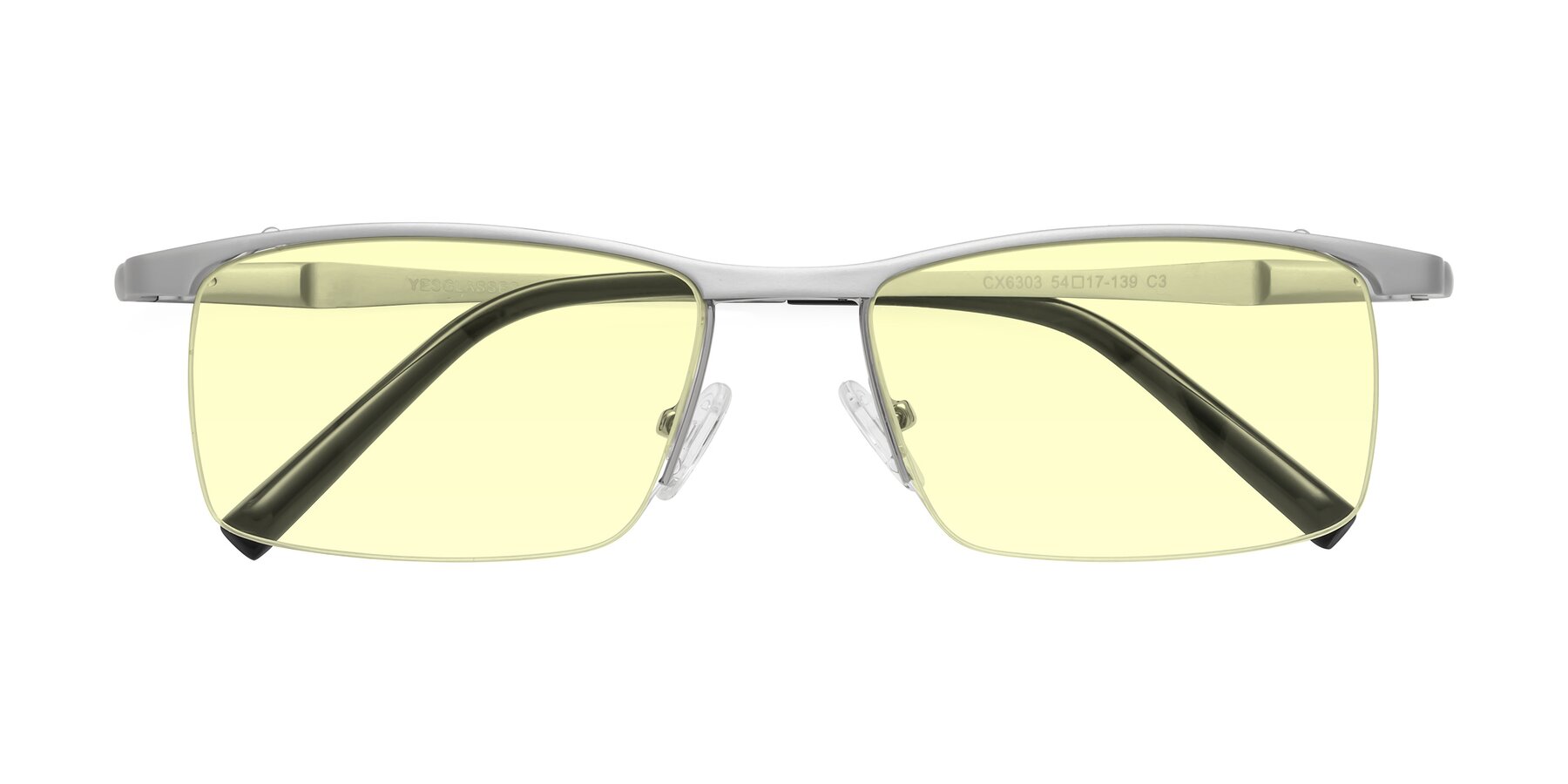 Folded Front of CX6303 in Silver with Light Yellow Tinted Lenses