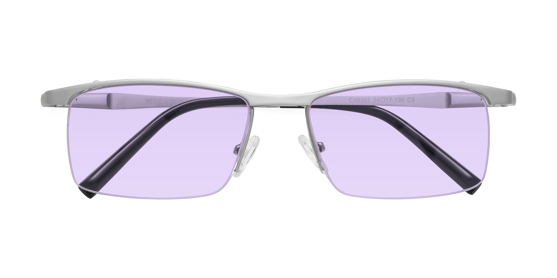 Folded Front of CX6303 in Silver with Light Purple Tinted Lenses