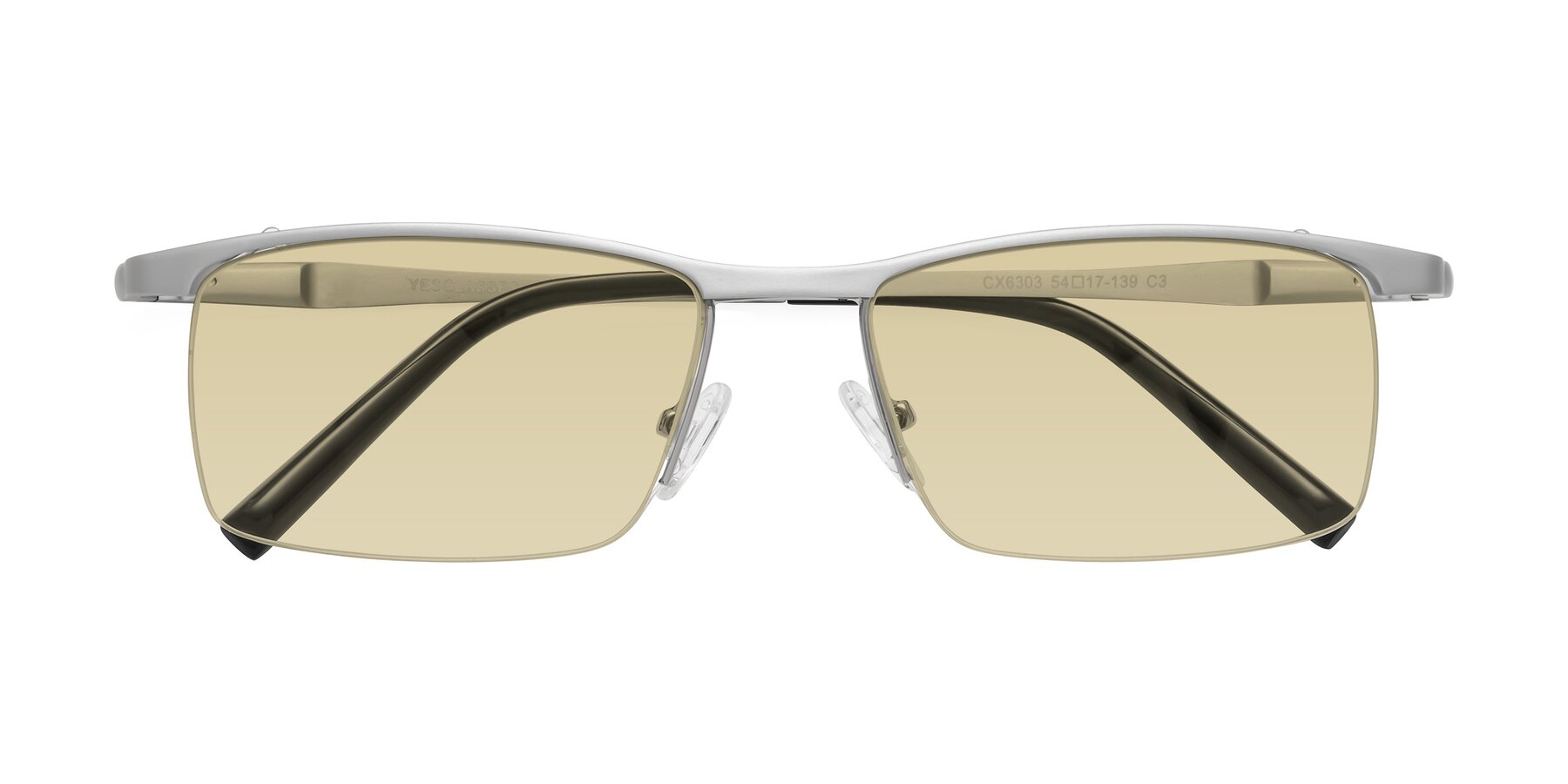 Folded Front of CX6303 in Silver with Light Champagne Tinted Lenses