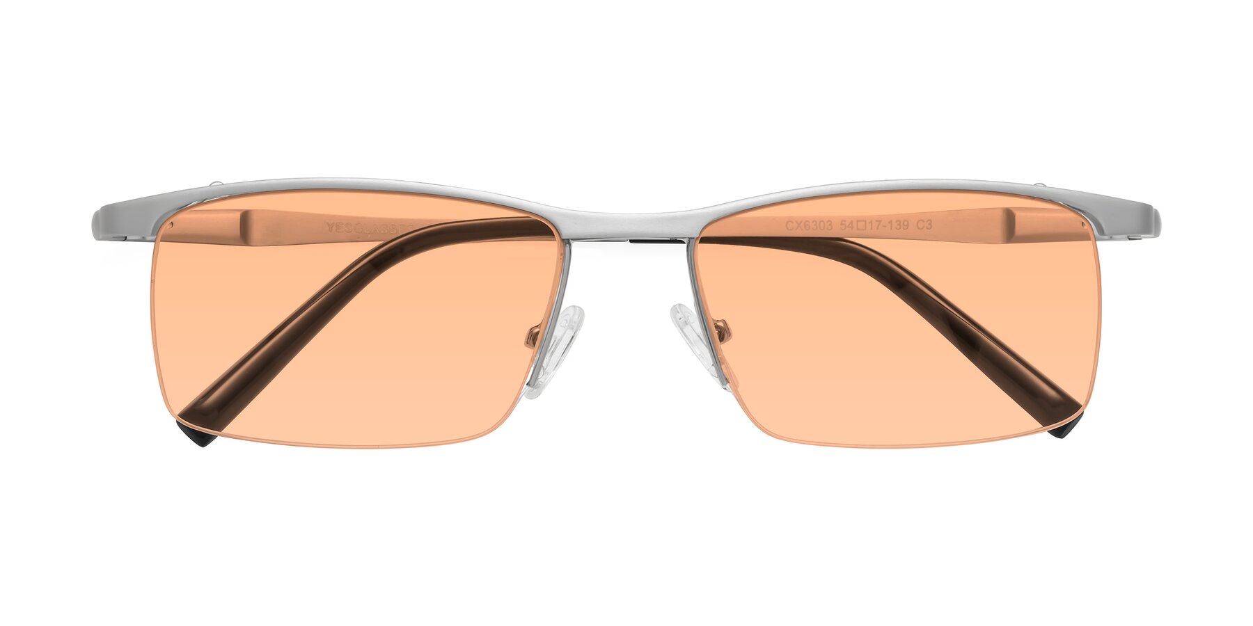 Folded Front of CX6303 in Silver with Light Orange Tinted Lenses