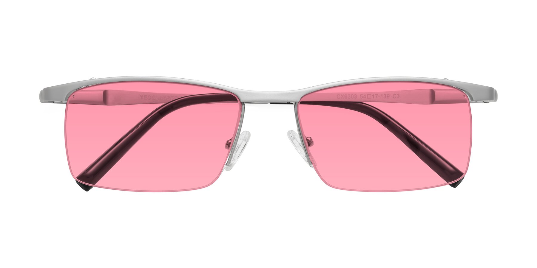 Folded Front of CX6303 in Silver with Pink Tinted Lenses