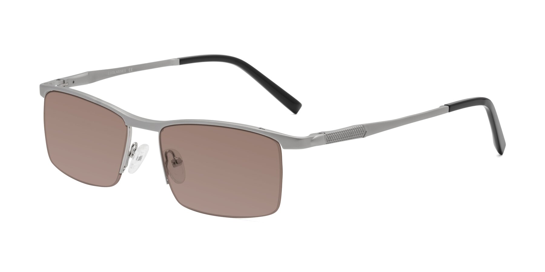Angle of CX6303 in Silver with Medium Brown Tinted Lenses