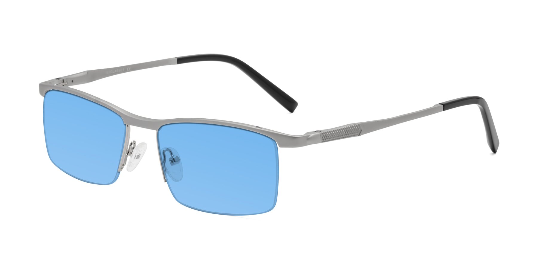 Angle of CX6303 in Silver with Medium Blue Tinted Lenses