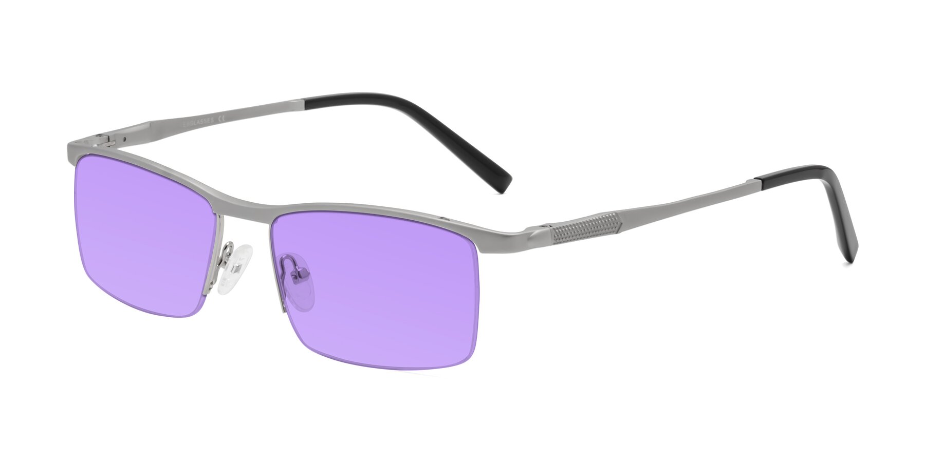 Angle of CX6303 in Silver with Medium Purple Tinted Lenses