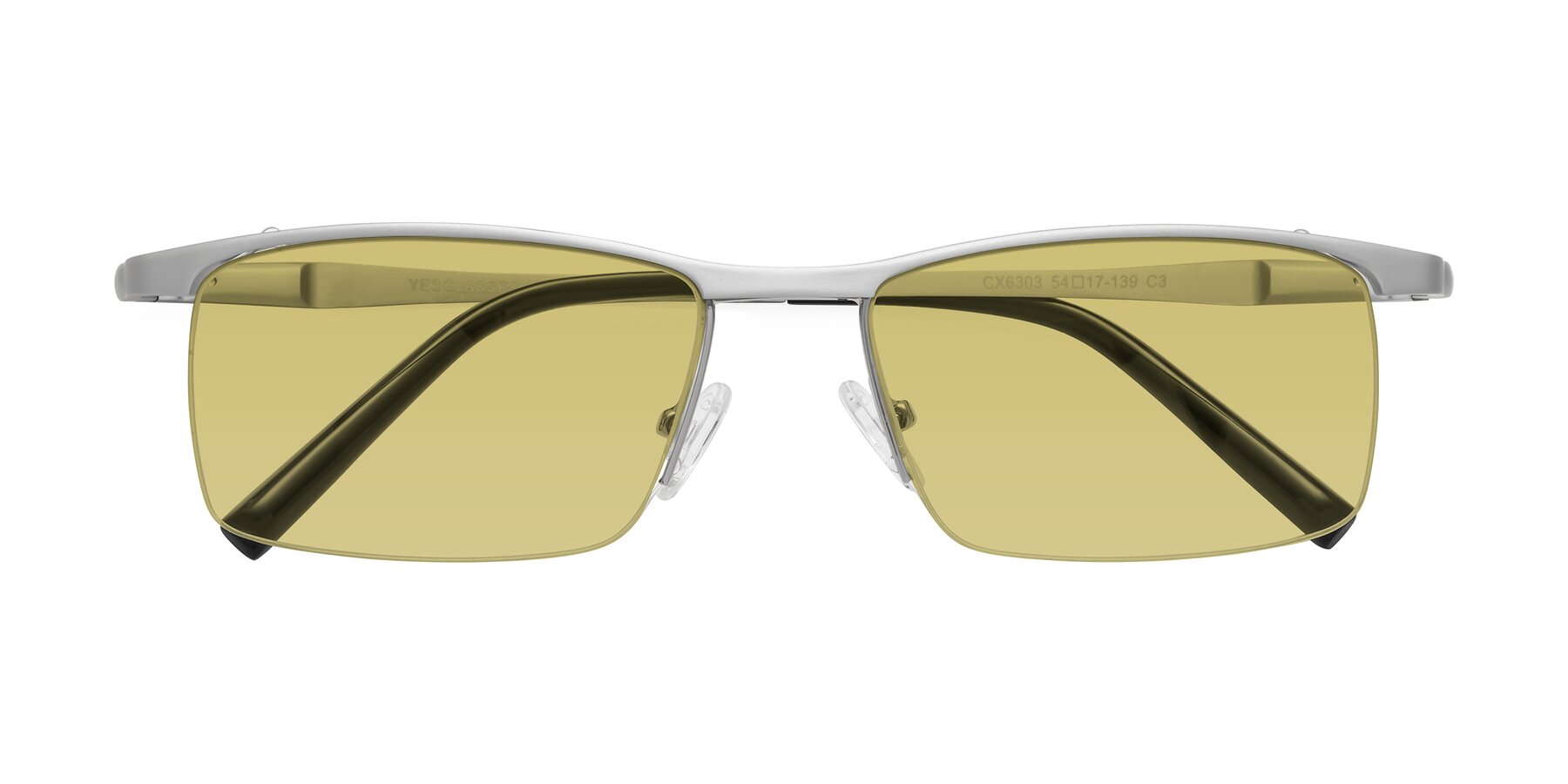 Folded Front of CX6303 in Silver with Medium Champagne Tinted Lenses