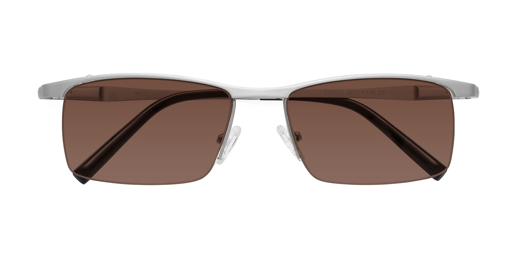 Folded Front of CX6303 in Silver with Brown Tinted Lenses
