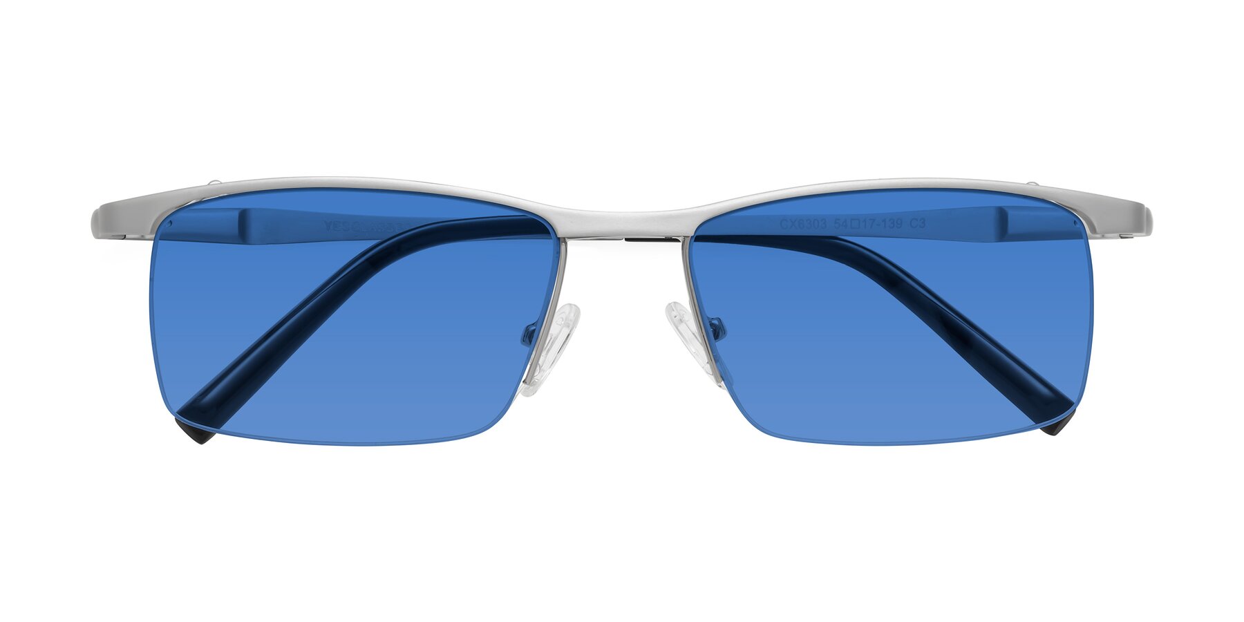 Folded Front of CX6303 in Silver with Blue Tinted Lenses