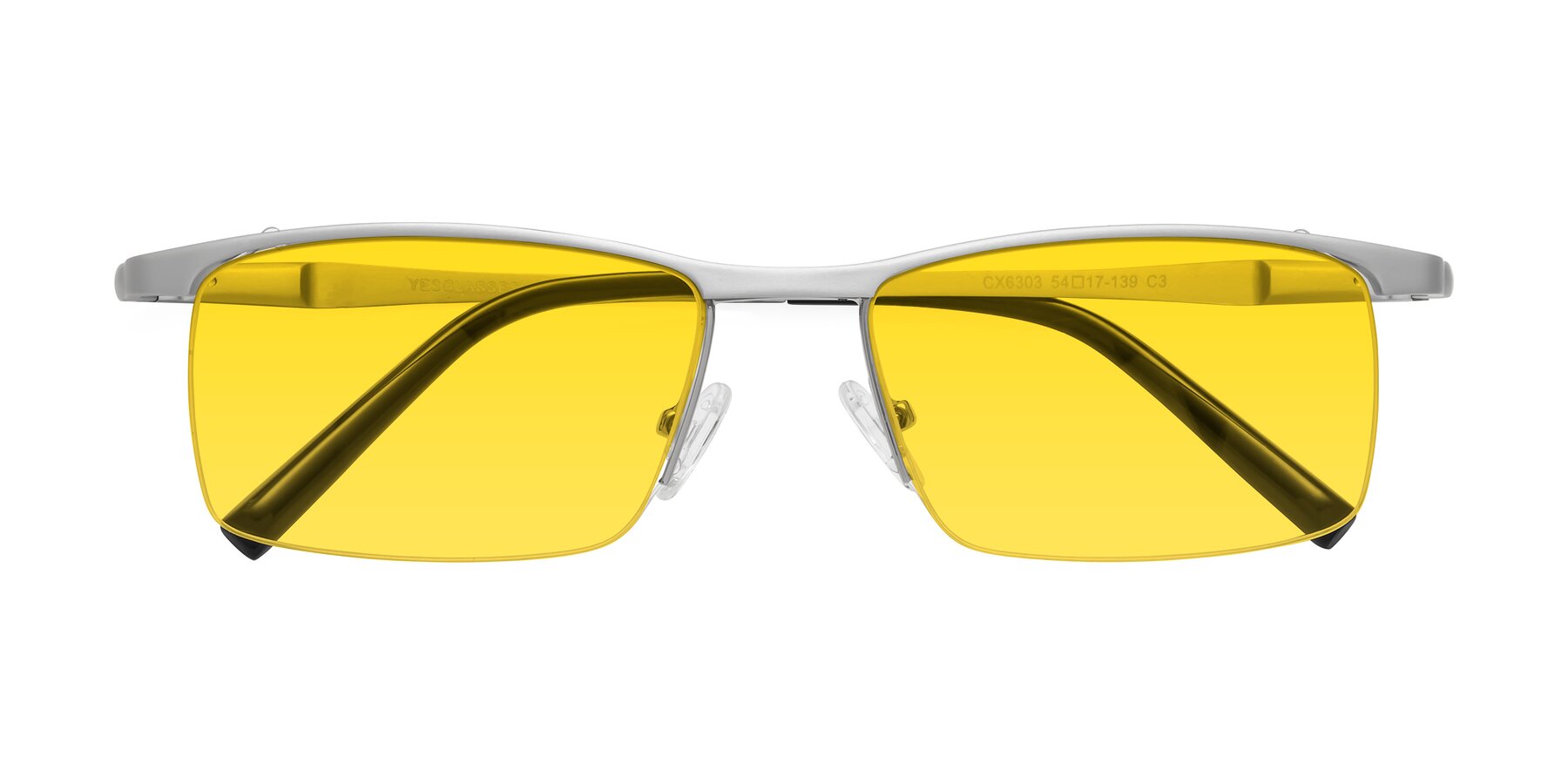 Folded Front of CX6303 in Silver with Yellow Tinted Lenses