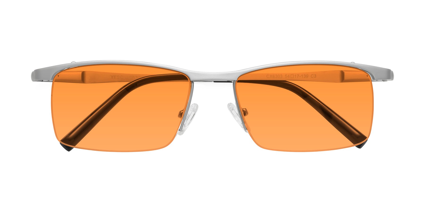 Folded Front of CX6303 in Silver with Orange Tinted Lenses
