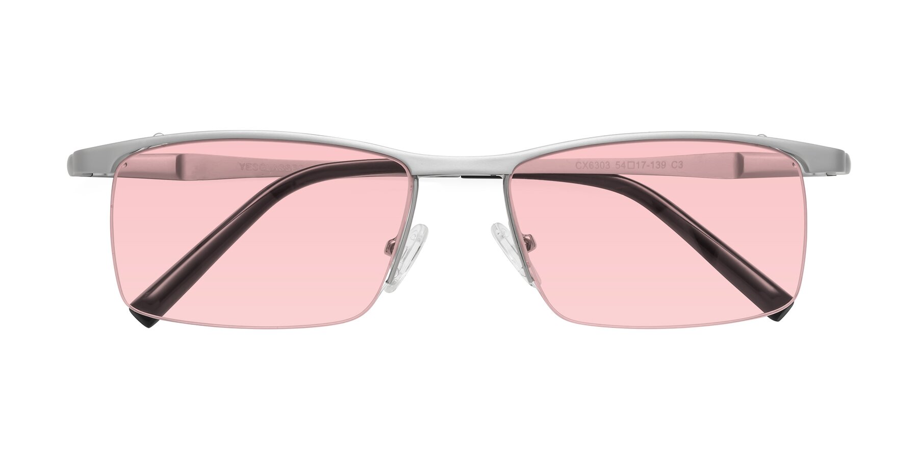 Folded Front of CX6303 in Silver with Light Garnet Tinted Lenses