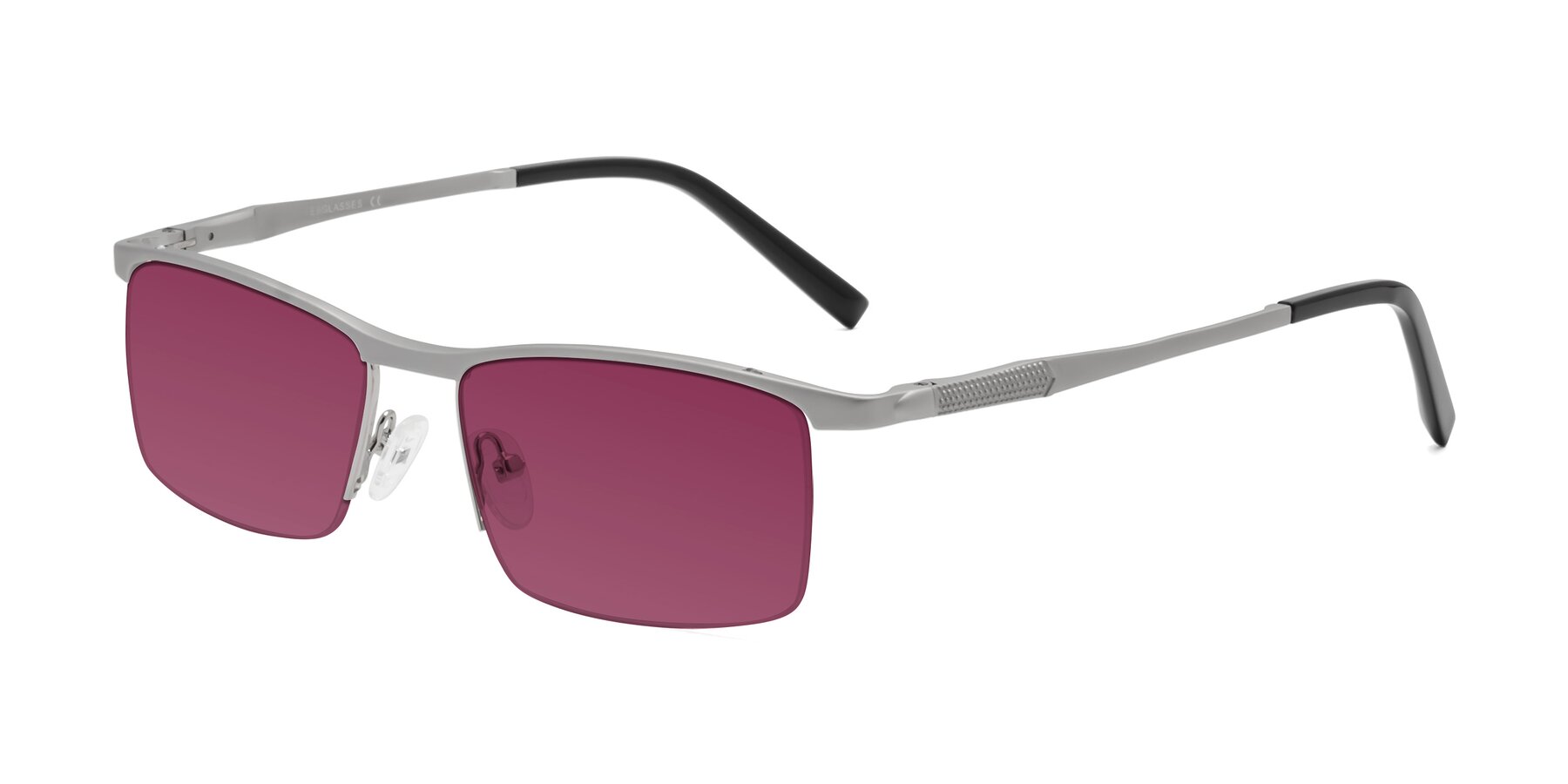 Angle of CX6303 in Silver with Wine Tinted Lenses
