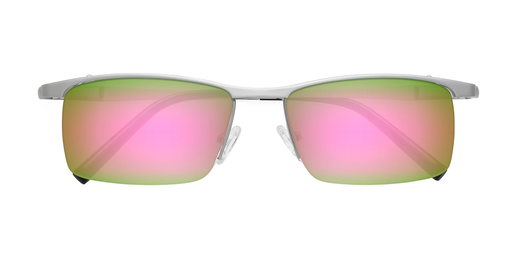 Folded Front of CX6303 in Silver with Pink Mirrored Lenses