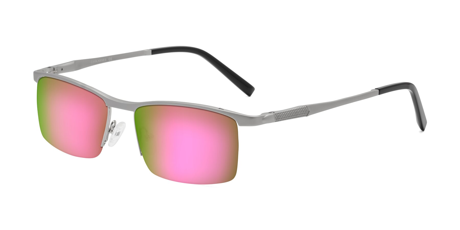 Angle of CX6303 in Silver with Pink Mirrored Lenses