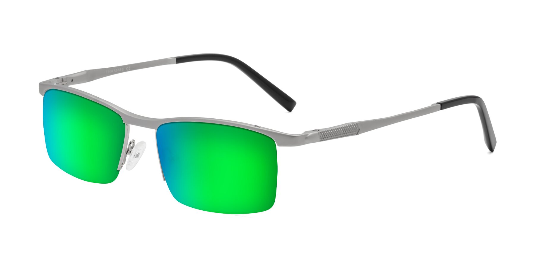 Angle of CX6303 in Silver with Green Mirrored Lenses