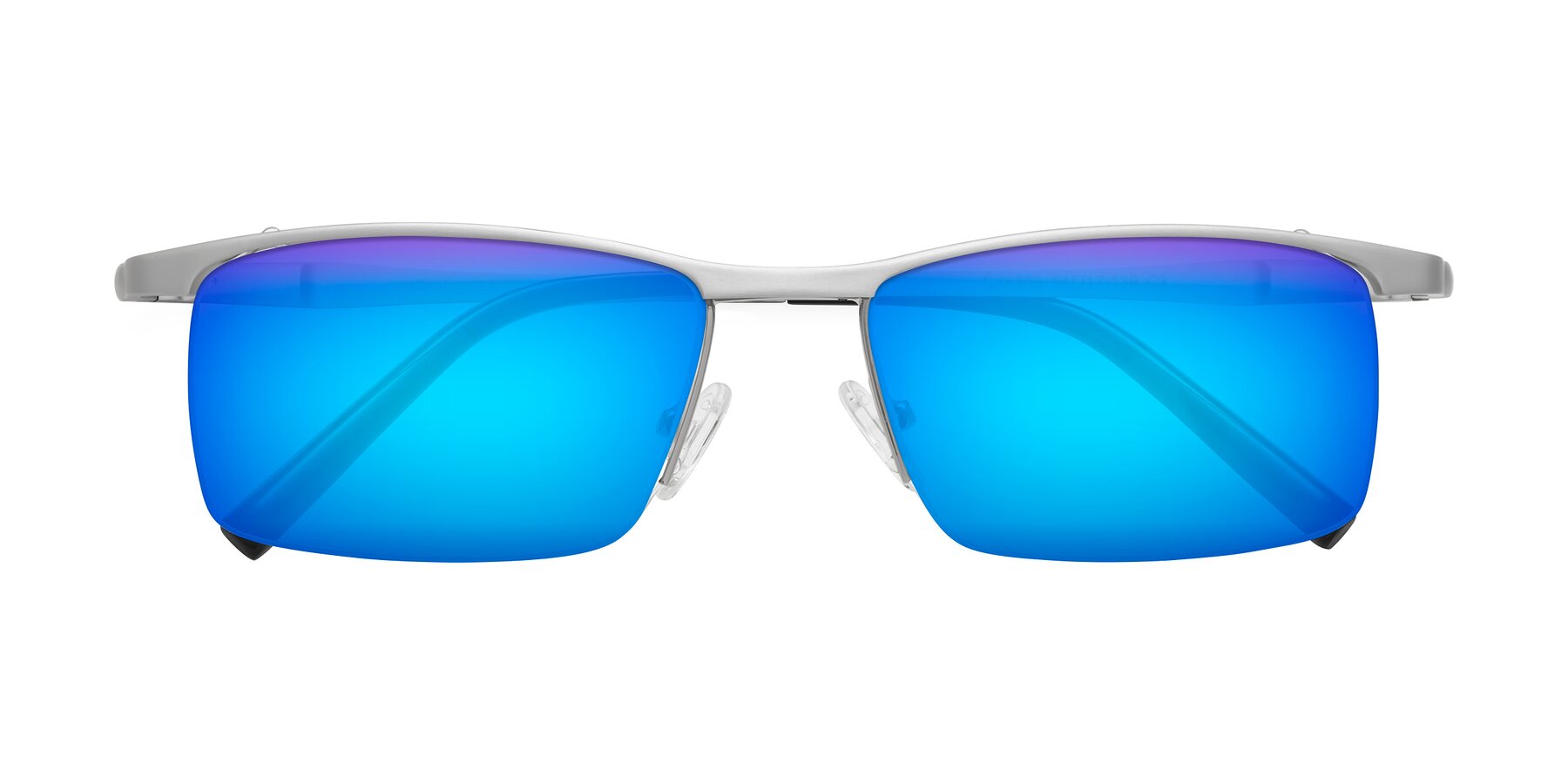 Folded Front of CX6303 in Silver with Blue Mirrored Lenses