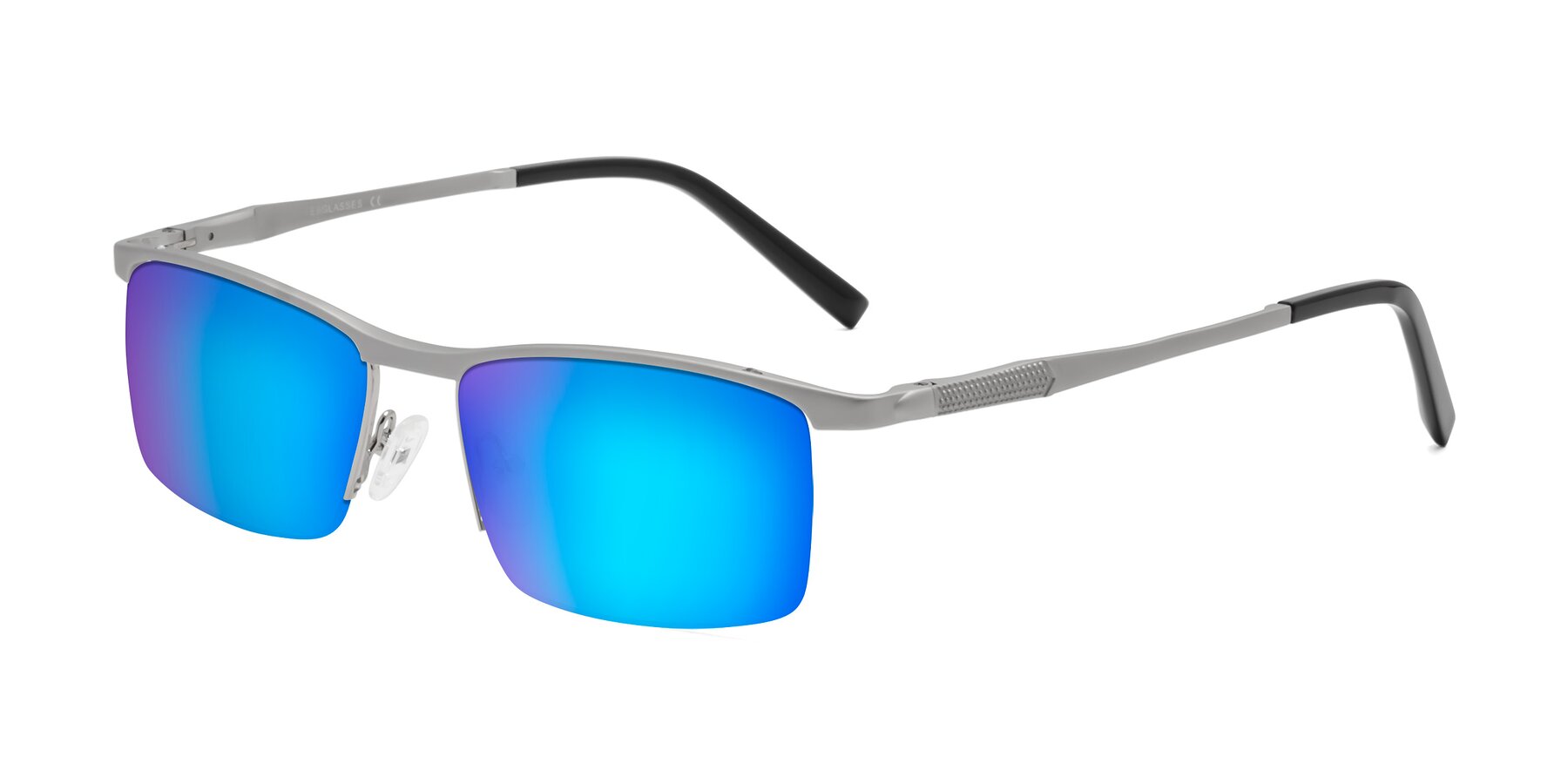 Angle of CX6303 in Silver with Blue Mirrored Lenses