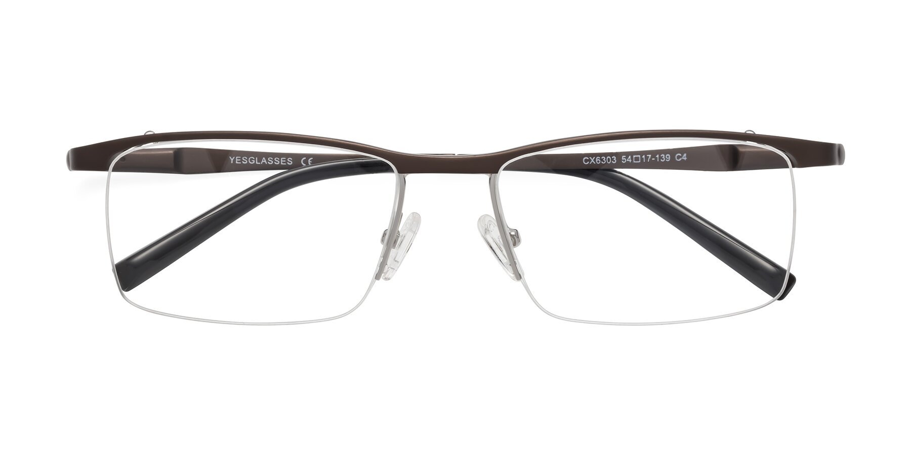 Folded Front of CX6303 in Coffee with Clear Reading Eyeglass Lenses