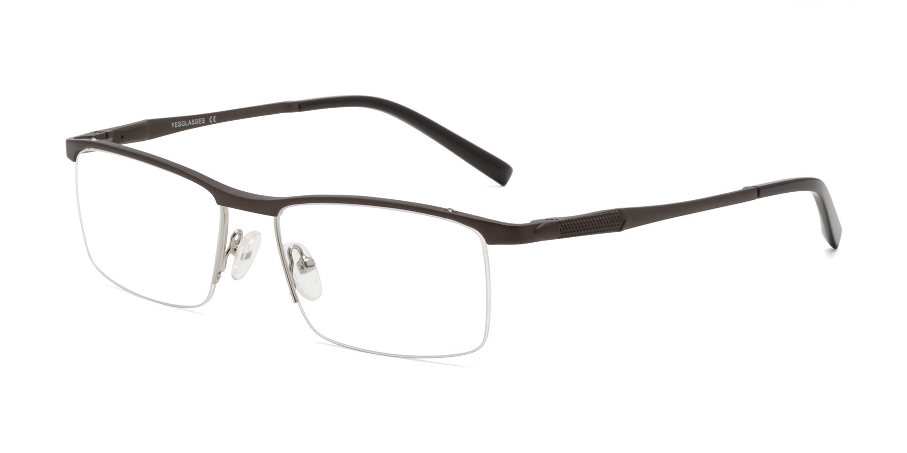 Angle of CX6303 in Coffee with Clear Eyeglass Lenses