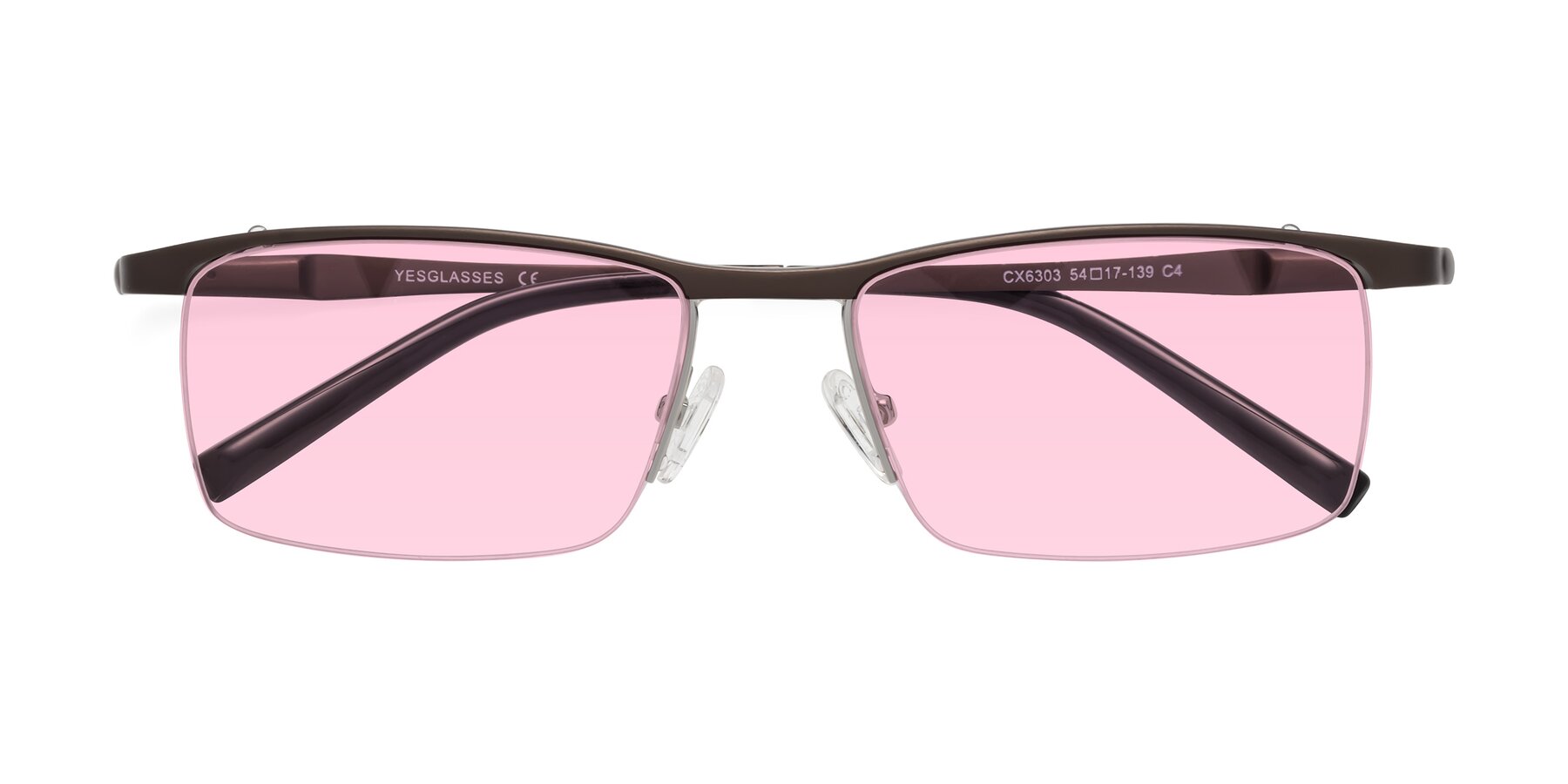 Folded Front of CX6303 in Coffee with Light Pink Tinted Lenses