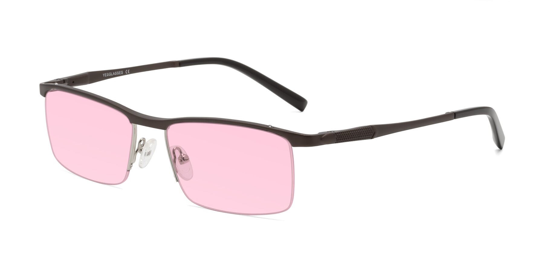 Angle of CX6303 in Coffee with Light Pink Tinted Lenses
