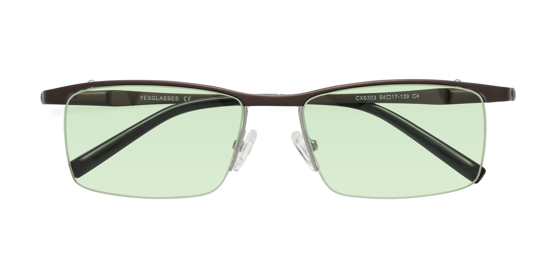 Folded Front of CX6303 in Coffee with Light Green Tinted Lenses