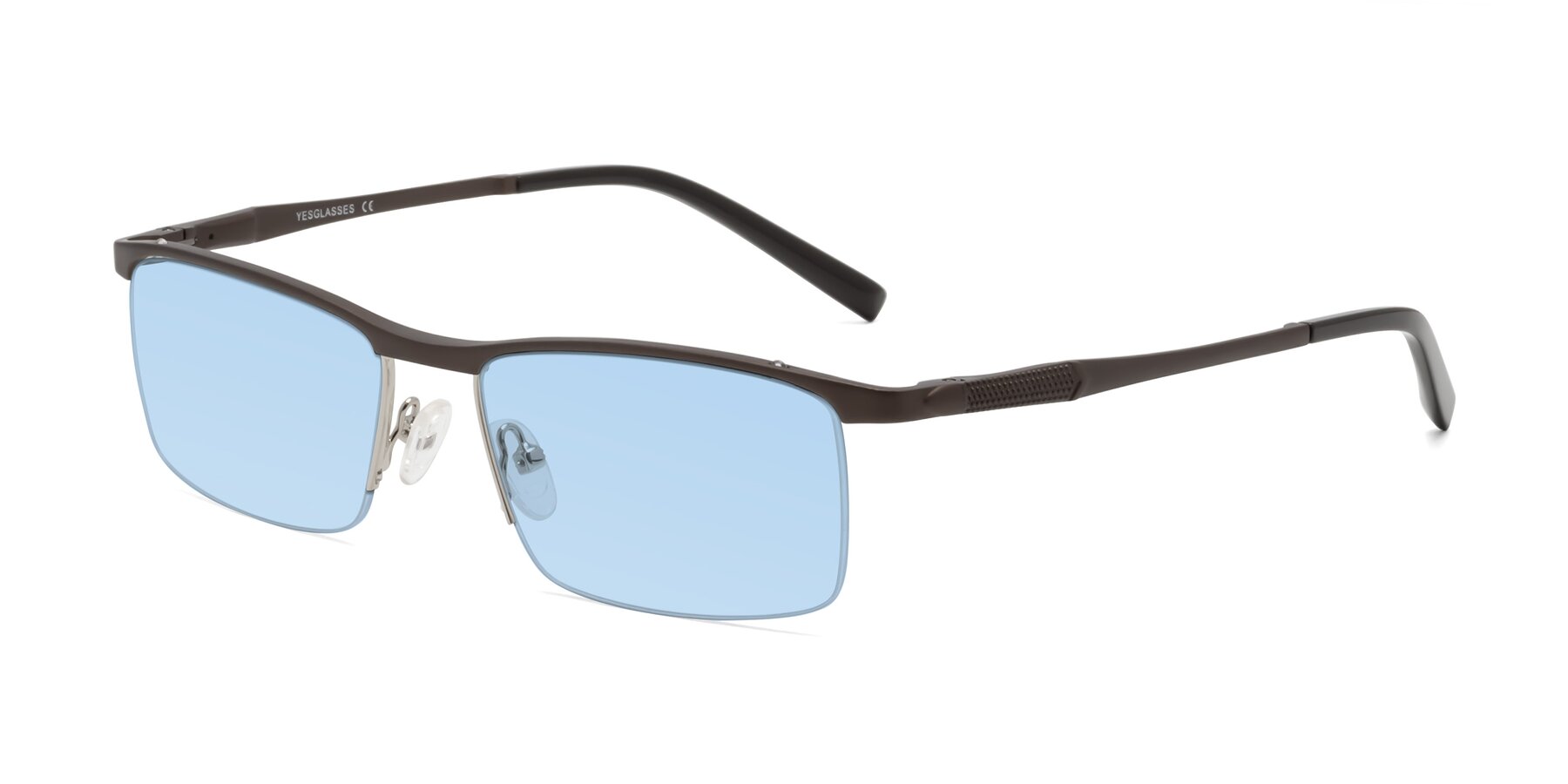 Angle of CX6303 in Coffee with Light Blue Tinted Lenses