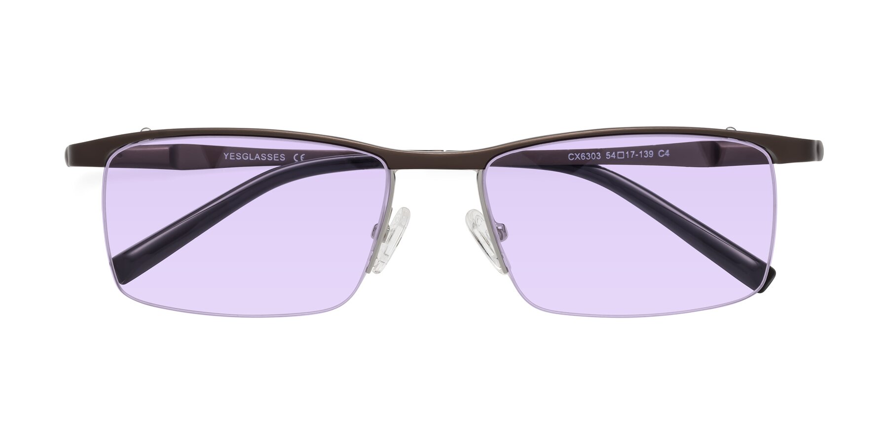 Folded Front of CX6303 in Coffee with Light Purple Tinted Lenses