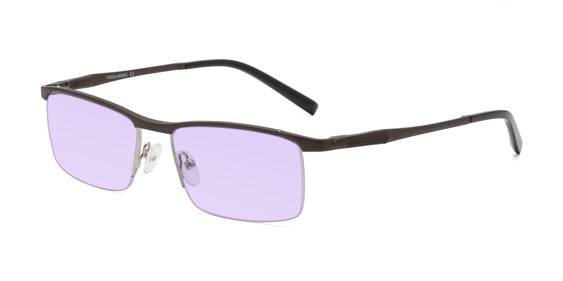 Angle of CX6303 in Coffee with Light Purple Tinted Lenses