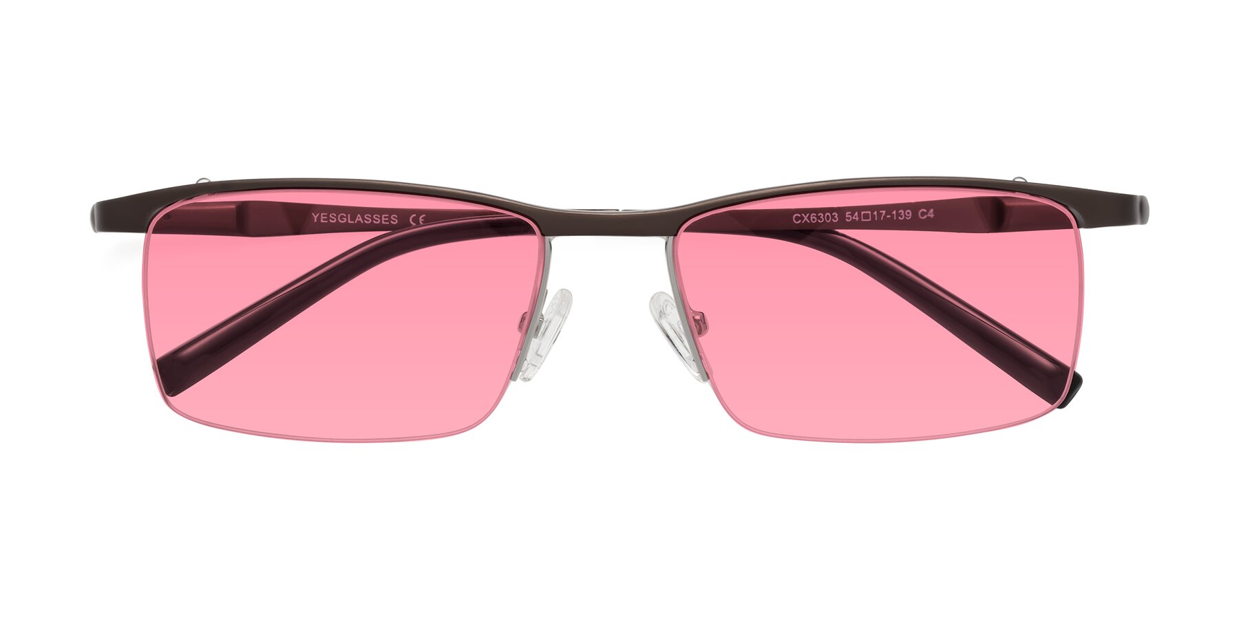 Folded Front of CX6303 in Coffee with Pink Tinted Lenses