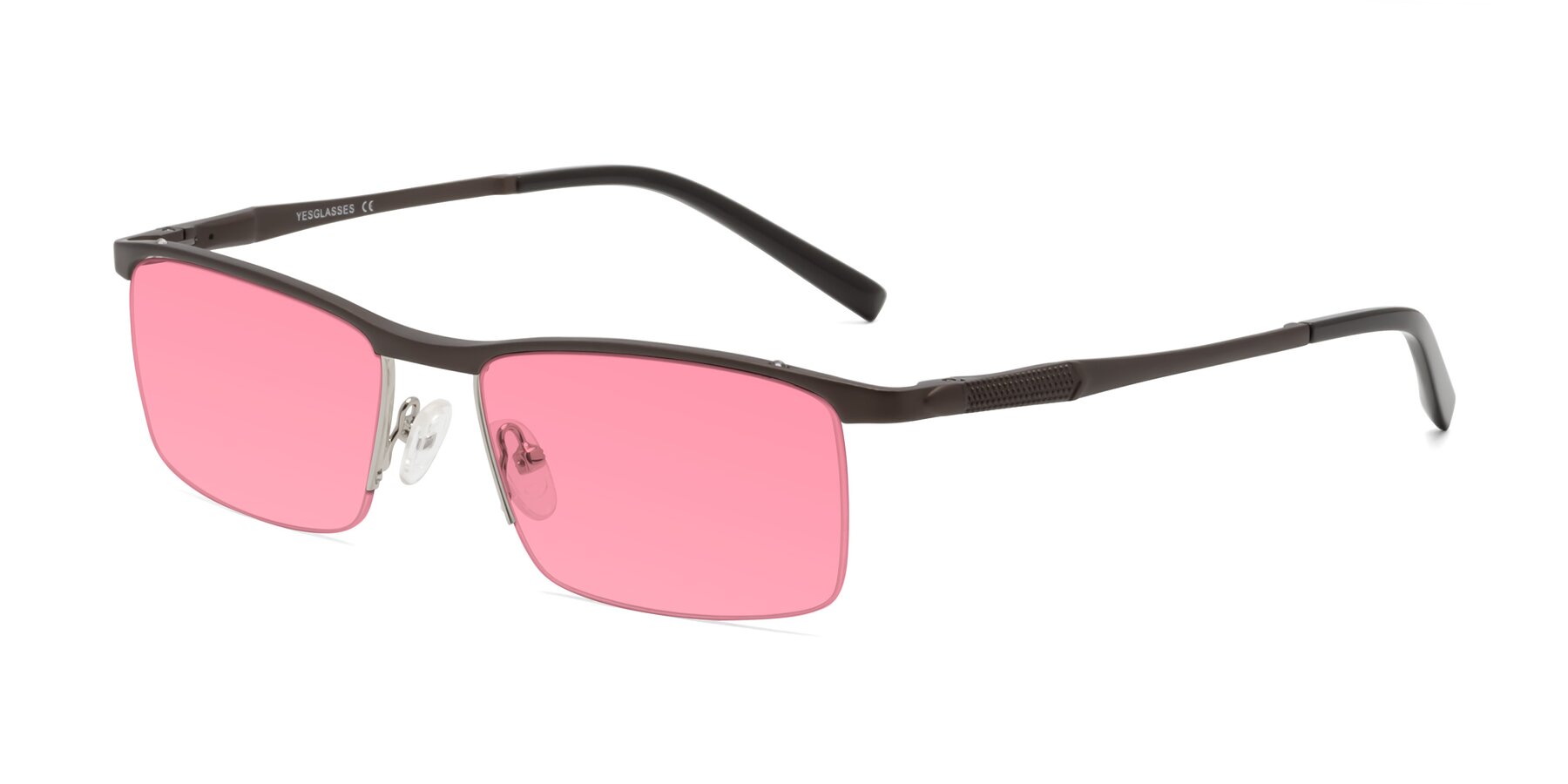 Angle of CX6303 in Coffee with Pink Tinted Lenses