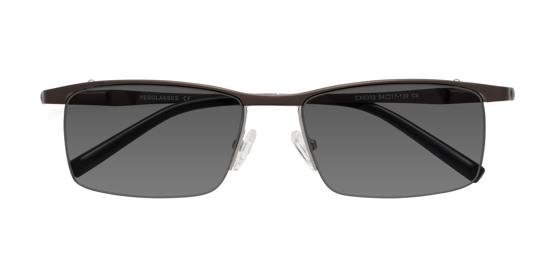 Folded Front of CX6303 in Coffee with Medium Gray Tinted Lenses