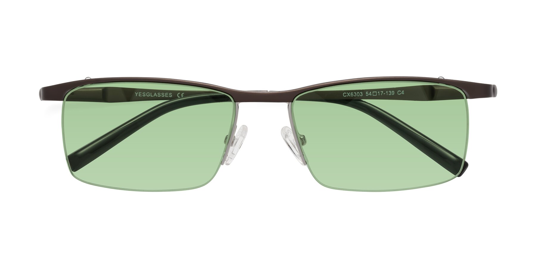 Folded Front of CX6303 in Coffee with Medium Green Tinted Lenses
