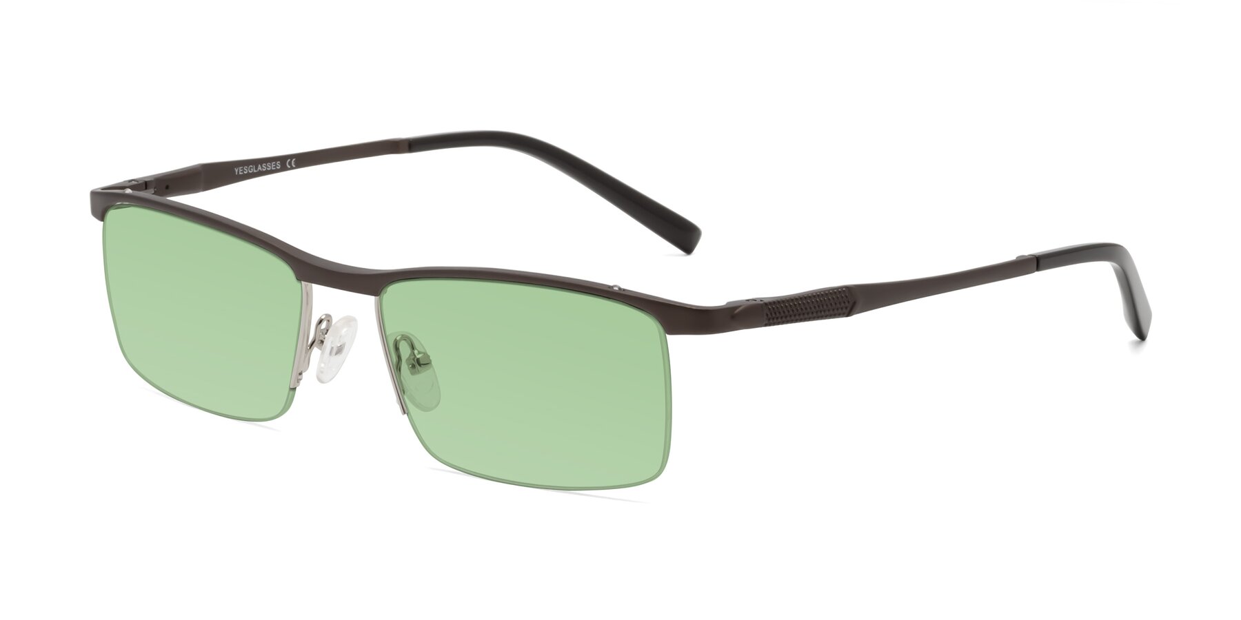 Angle of CX6303 in Coffee with Medium Green Tinted Lenses