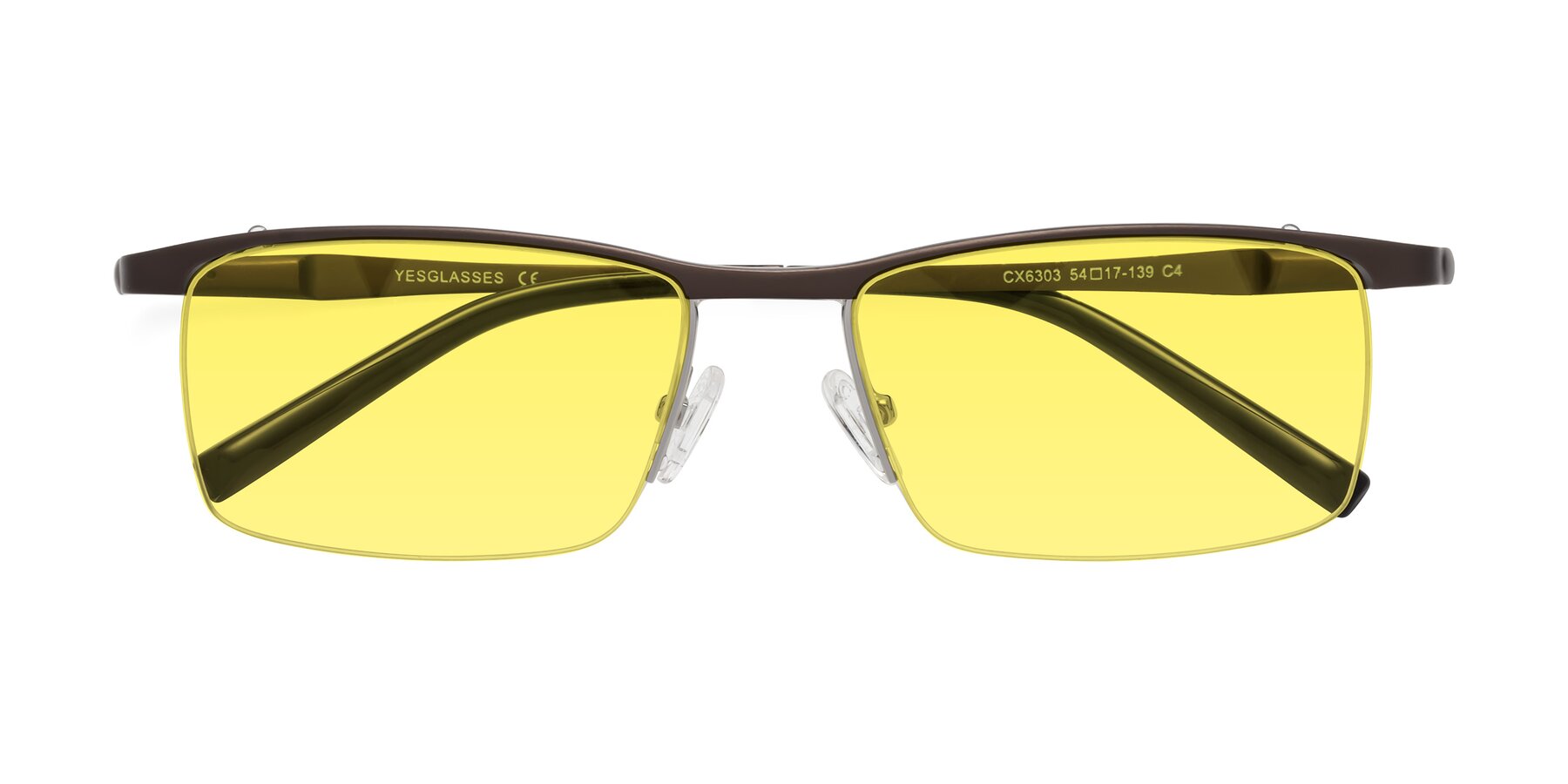 Folded Front of CX6303 in Coffee with Medium Yellow Tinted Lenses