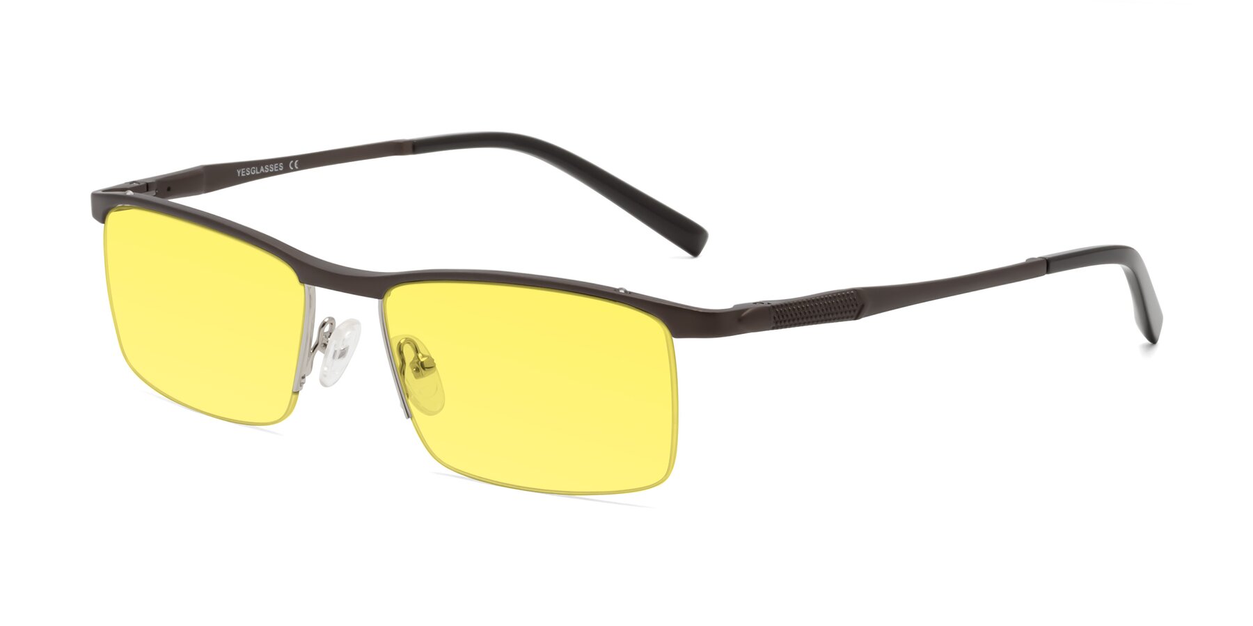 Angle of CX6303 in Coffee with Medium Yellow Tinted Lenses