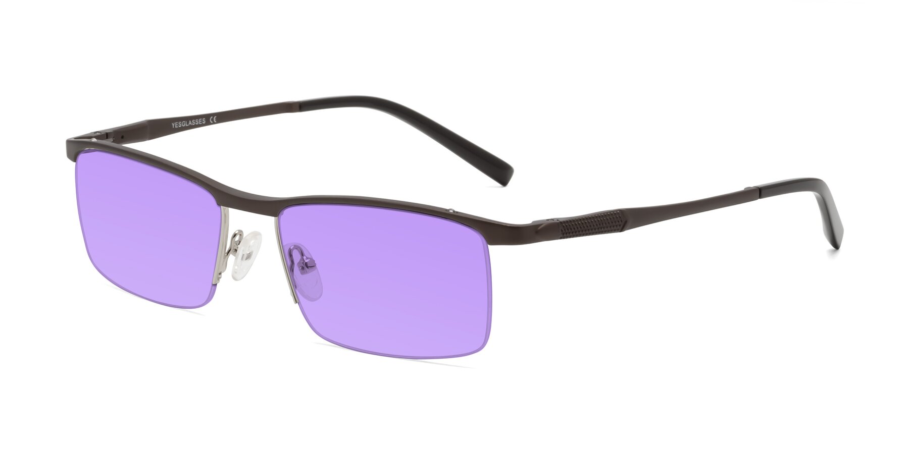 Angle of CX6303 in Coffee with Medium Purple Tinted Lenses