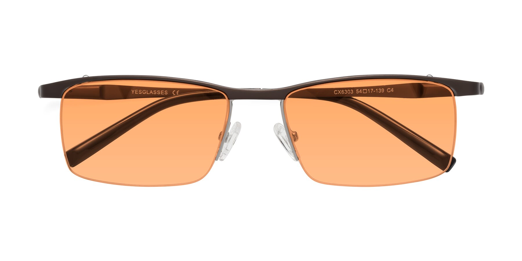 Folded Front of CX6303 in Coffee with Medium Orange Tinted Lenses