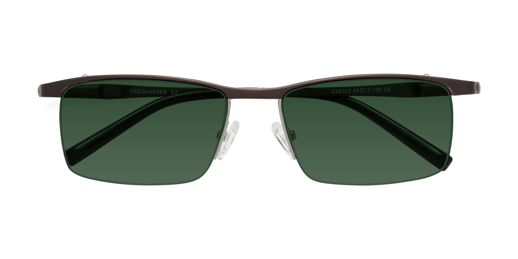 Folded Front of CX6303 in Coffee with Green Tinted Lenses